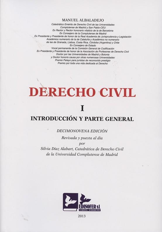 DERECHO CIVIL 1. INTRODUCCION Y PARTE GENERAL | 9788415276234 | ALBALADEJO,MANUEL