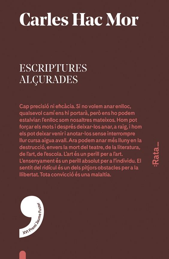 ESCRIPTURES ALÇURADES 16E PREMI JAUME FUSTER | 9788416738007 | HAC MOR,CARLES