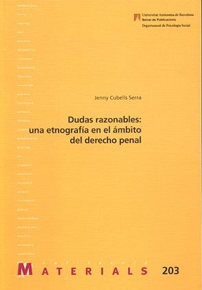 DUDAS RAZONABLES: UNA ETNOGRAFIA EN EL AMBITO DEL DERECHO PENAL | 9788449025655 | CUBELLS SERRA,JENNY