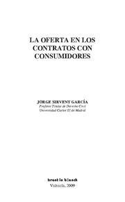 OFERTA EN LOS CONTRATOS CON CONSUMIDORES | 9788498764918 | SIRVENT GARCIA,JORGE