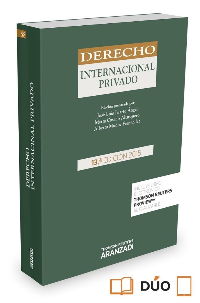 DERECHO INTERNACIONAL PRIVADO | 9788490980835 | CASADO ABARQUERO, MARTA/IRIARTE ÁNGEL, JOSÉ LUIS/MUÑOZ FERNÁNDEZ, ALBERTO