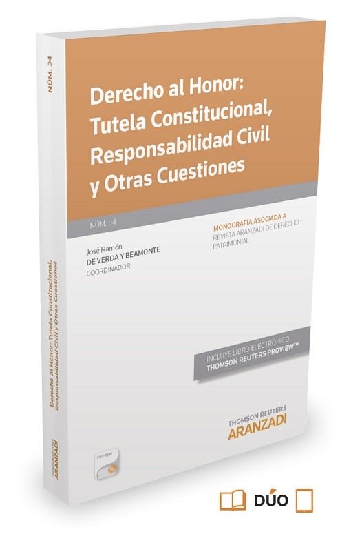 DERECHO AL HONOR: TUTELA CONSTITUCIONAL, RESPONSABILIDAD CIVIL Y OTRAS CUESTIONES | 9788490981399 | VERDA Y BEAMONTE,JOSE RAMON DE