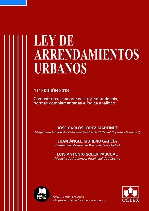 ARRENDAMIENTOS URBANOS Y LEGISLACIÓN COMPLEMENTARIA. COMENTADA | 9788417135270 | LÓPEZ MARTÍNEZ, JOSE CARLOS/MORENO GARCÍA, JUAN ÁNGEL/SOLER PASCUAL, LUIS ANTONIO