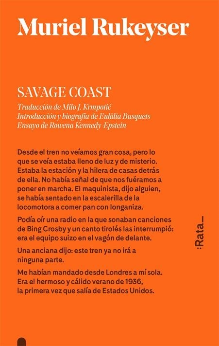 SAVAGE COAST | 9788416738113 | RUKEYSER, MURIEL