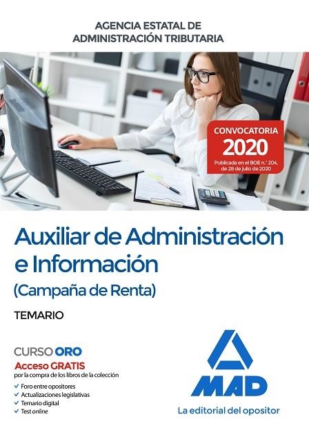 AUXILIAR DE ADMINISTRACIÓN E INFORMACIÓN (CAMPAÑA DE RENTA) DE LA AGENCIA ESTATA TEMARIO | 9788414235478