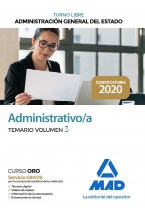 ADMINISTRATIVO DE LA ADMINISTRACIÓN GENERAL DEL ESTADO (TURNO LIBRE). TEMARIO 3 | 9788414236963