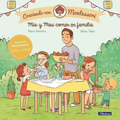 MÍA Y MAX COMEN EN FAMILIA (CRECIENDO CON MONTESSORI) LETRA LIGADA | 9788448855437 | MONCHO, KLARA/TEBA, ALICIA