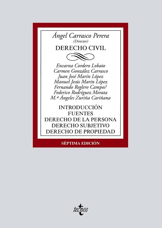 DERECHO CIVIL. INTRODUCCIÓN. FUENTES. DERECHO DE LA PERSONA. DERECHO SUBJETIVO. DERECHO DE PROP | 9788430982264 | CARRASCO PERERA, ÁNGEL/CORDERO LOBATO, ENCARNA/GONZÁLEZ CARRASCO, Mª DEL CARMEN/MARÍN LÓPEZ, JUAN JO