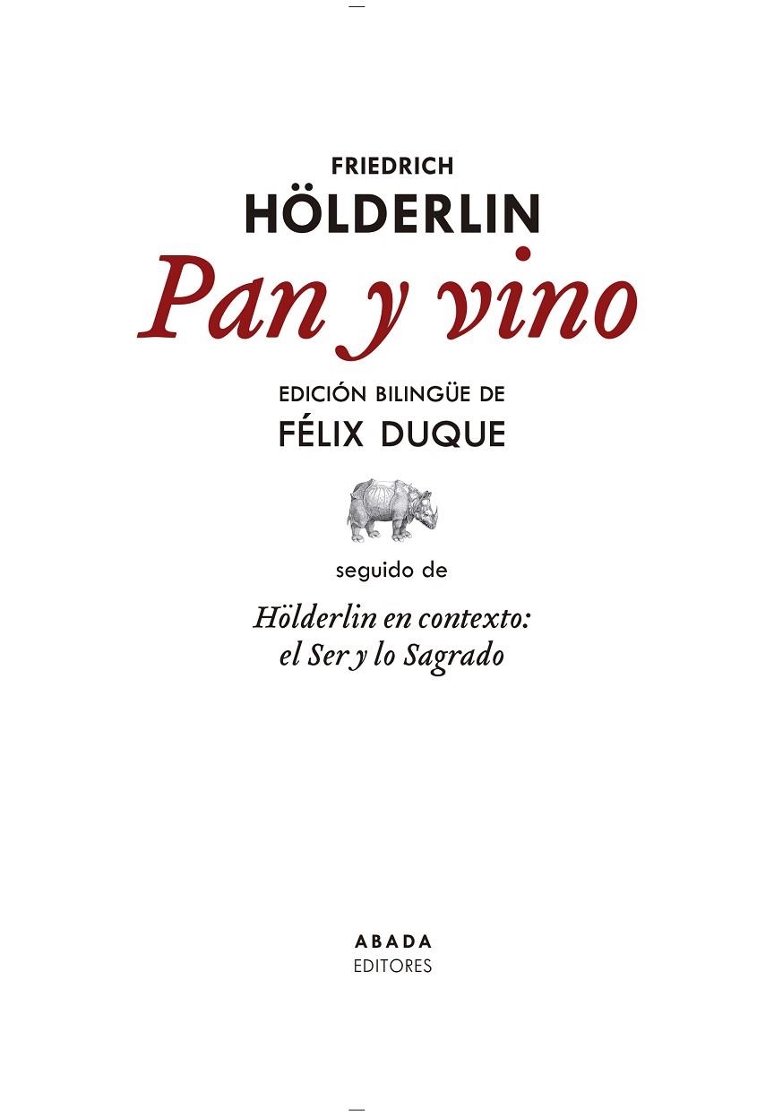 PAN Y VINO (BILINGUE) | 9788419008114 | HÖLDERLIN, FRIEDRICH