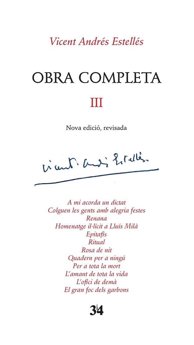 OBRA COMPLETA III | 9788416789016 | ANDRÉS ESTELLÉS, VICENT