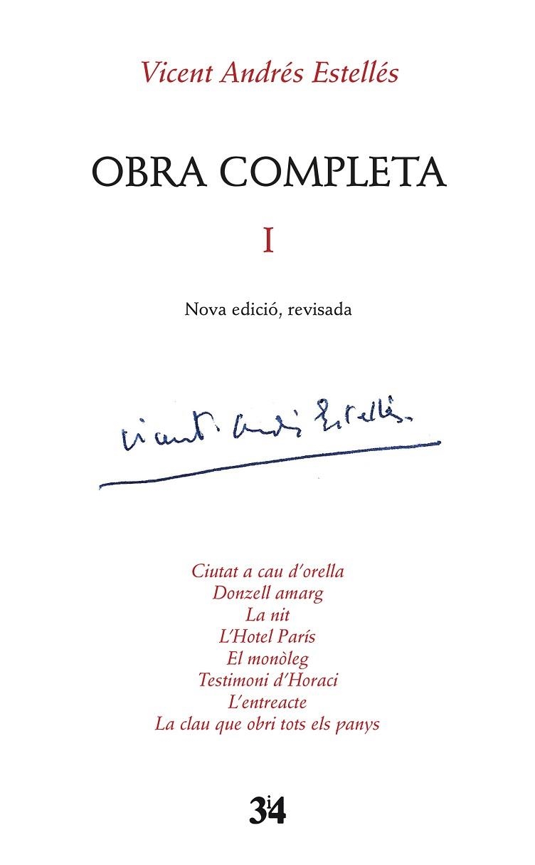 OBRA COMPLETA I | 9788475029535 | ANDRÉS ESTELLÉS, VICENT