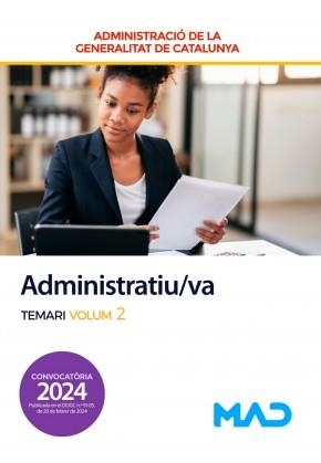 ADMINISTRATIU/VA TEMARI 2 GENERALITAT DE CATALUNYA | 9788414280812