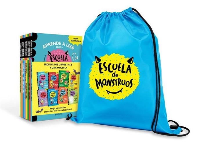 PACK APRENDER A LEER EN LA ESCUELA DE MONSTRUOS 1-8 (INCLUYE UNA MOCHILA) LETRA MAYUSCULA | 9788410395459 | RIPPIN, SALLY