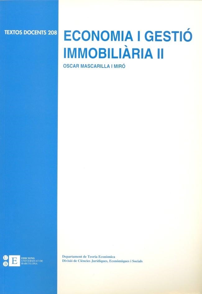 ECONOMIA I GESTIO IMMOBILIARIA II | 9788483382264 | MASCARILLA I MIRO,OSCAR